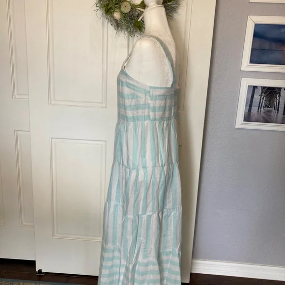 Casa Cabana Linen Blend Coastal striped Sundress New With Tags - Picture 9 of 12